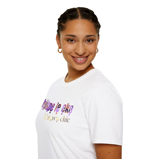 Chic Motivational T-Shirt – Igala “Mẹjúkpẹ lẹ ẹkọ… k’ugwọ chic.” (Back to the Grind… with Style)