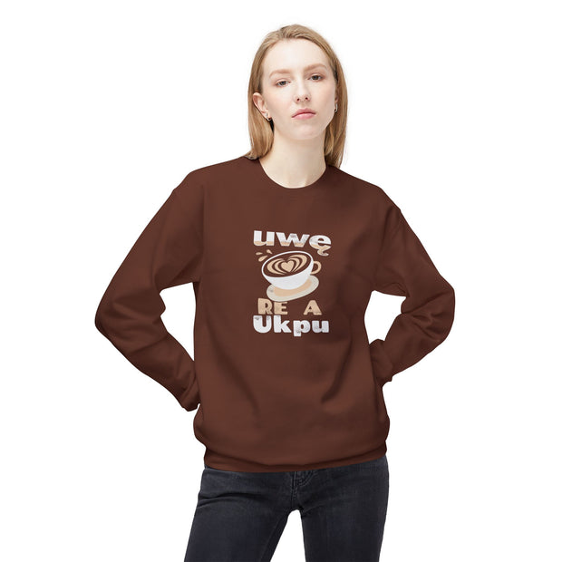 Hug in a Mug Sweatshirt – Uwę Re A Ukpu | Funny Coffee Gift & Casual Fall Wear