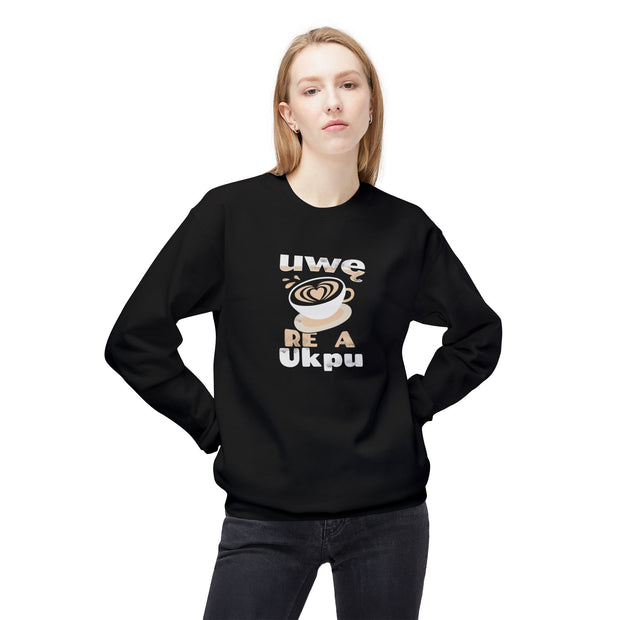 Hug in a Mug Sweatshirt – Uwę Re A Ukpu | Funny Coffee Gift & Casual Fall Wear