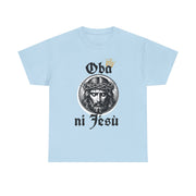 “Oba ni Jésù Crowned King Graphic Tee – Christian Faith Shirt, Spiritual Female T-Shirt, Casual Cotton Wear, Inspirational Gift for Believers”