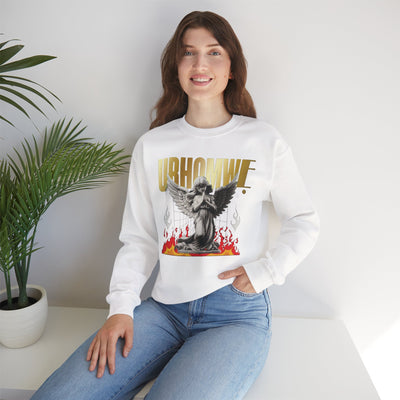 Urhomwẹ-Praise Women’s Heavy Blend™ Crewneck Sweatshirt – Urban Angel Graphic | Cozy Fall Casualwear & Gift