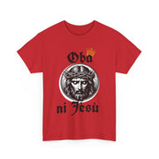 “Oba ni Jésù Crowned King Graphic Tee – Christian Faith Shirt, Spiritual Female T-Shirt, Casual Cotton Wear, Inspirational Gift for Believers”