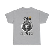 “Oba ni Jésù Crowned King Graphic Tee – Christian Faith Shirt, Spiritual Female T-Shirt, Casual Cotton Wear, Inspirational Gift for Believers”