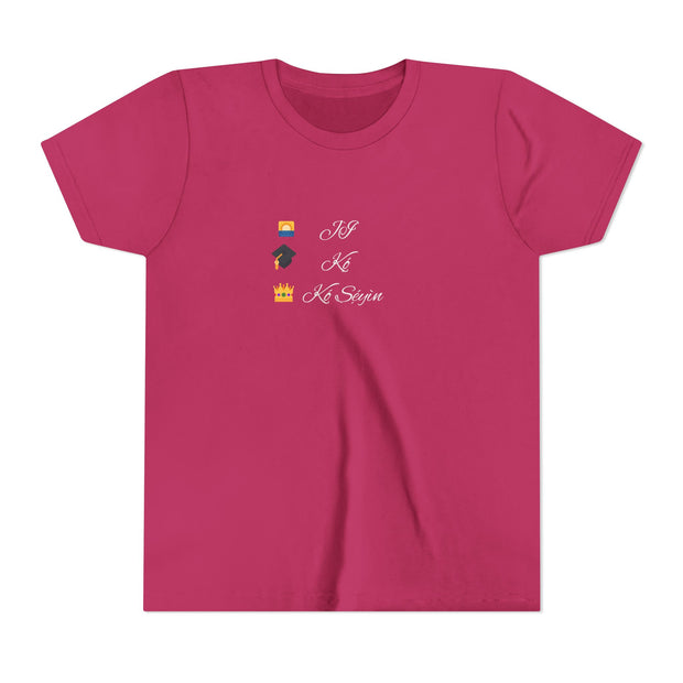 Kọ́, Jí, Kó Sẹ́yìn Youth Tee – Learn, Wake, Slay in Yoruba | Fun Summer Shirt for Kids