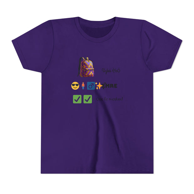Ugbó ẹ̀kọ́? Ọrẹ. Ẹ̀mre? Ọrẹ lẹ mẹrhen! (School ride? Friend. You’re awesome? Friend, you’re set!) – Urhobo Back-to-School Tee for Kids
