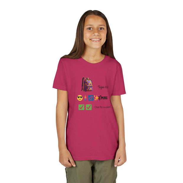 Ugbó ẹ̀kọ́? Ọrẹ. Ẹ̀mre? Ọrẹ lẹ mẹrhen! (School ride? Friend. You’re awesome? Friend, you’re set!) – Urhobo Back-to-School Tee for Kids