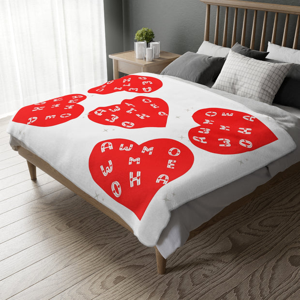Awemwọnmwa Cozy Heartfelt Velveteen Blanket | Soft Throw for Love & Valentine’s Day Gifts”