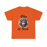 “Oba ni Jésù Crowned King Graphic Tee – Christian Faith Shirt, Spiritual Female T-Shirt, Casual Cotton Wear, Inspirational Gift for Believers”