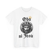 “Oba ni Jésù Crowned King Graphic Tee – Christian Faith Shirt, Spiritual Female T-Shirt, Casual Cotton Wear, Inspirational Gift for Believers”