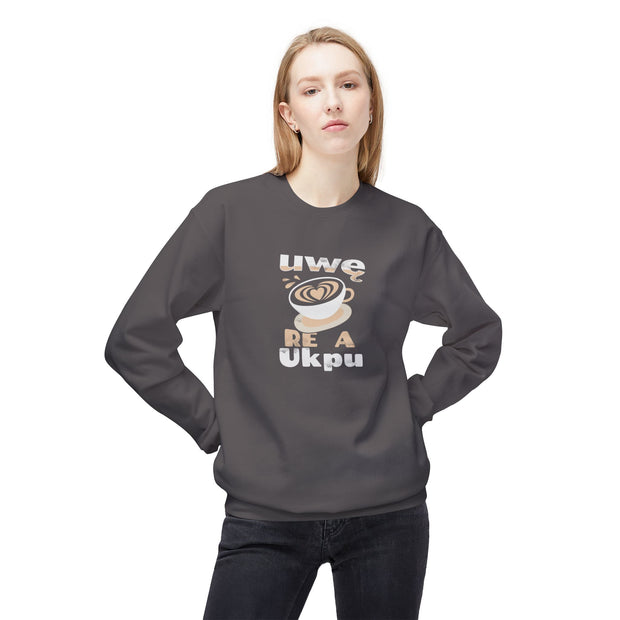 Hug in a Mug Sweatshirt – Uwę Re A Ukpu | Funny Coffee Gift & Casual Fall Wear
