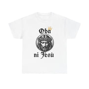 “Oba ni Jésù Crowned King Graphic Tee – Christian Faith Shirt, Spiritual Female T-Shirt, Casual Cotton Wear, Inspirational Gift for Believers”