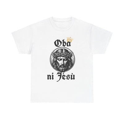 “Oba ni Jésù Crowned King Graphic Tee – Christian Faith Shirt, Spiritual Female T-Shirt, Casual Cotton Wear, Inspirational Gift for Believers”