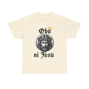 “Oba ni Jésù Crowned King Graphic Tee – Christian Faith Shirt, Spiritual Female T-Shirt, Casual Cotton Wear, Inspirational Gift for Believers”